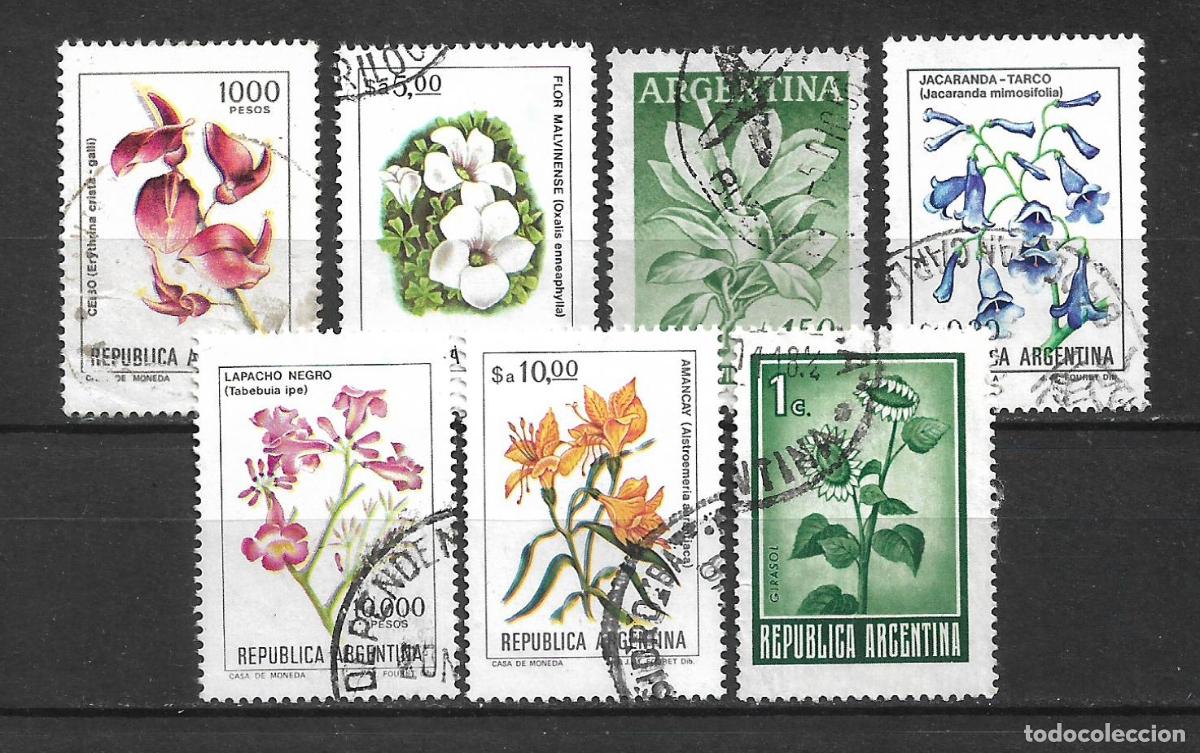 Sellos: argentina lote 7 sellos usados flora - 23/8