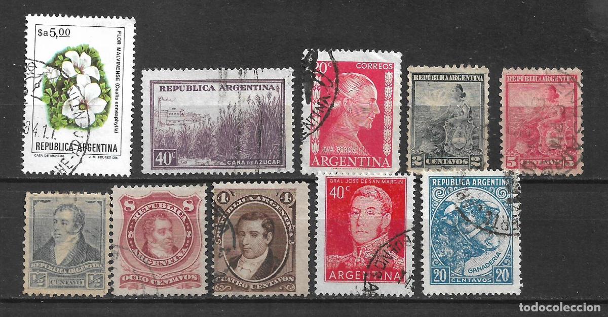 Sellos: argentina lote 10 sellos usados - 23/8