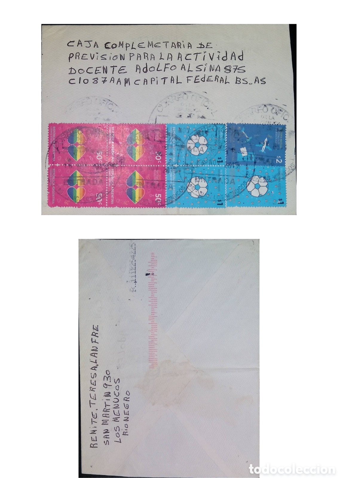 Sellos: CA)Argentina &middot; 1990s &middot; Thematic Philately &ndash; Sports & Love &middot; Postal envelope franked with multiple Ar