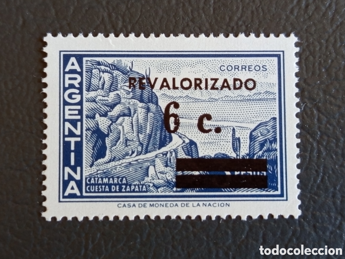 Sellos: Sello Argentina 1959 Cuesta de Zapata 6c S/ 2p Yvert 640 MNH.