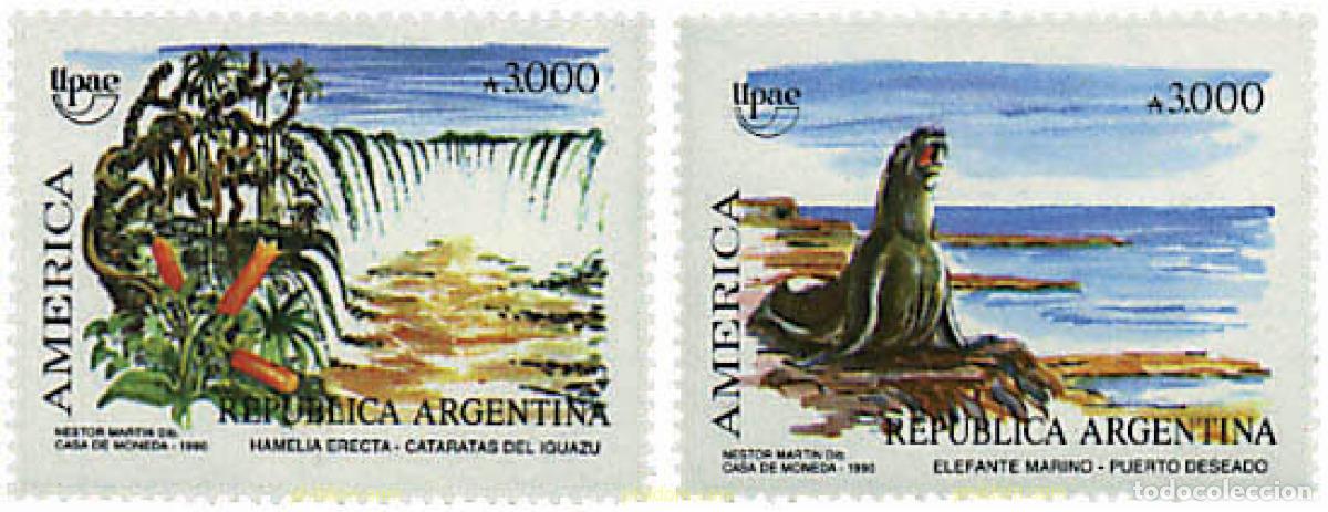Sellos: 79699 MNH ARGENTINA 1990 AMERICA-UPAEP 1990 - EL MEDIO NATURAL QUE VIERON LOS DESCUBRIDORES