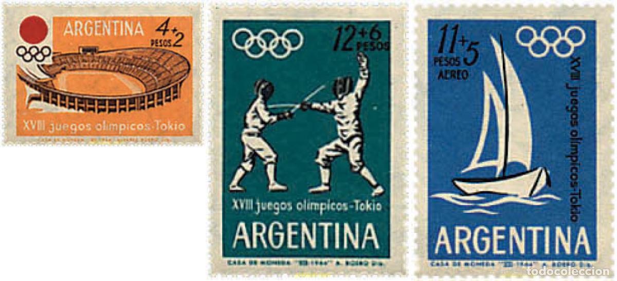 Sellos: 80023 MNH ARGENTINA 1964 18 JUEGOS OLIMPICOS VERANO TOKIO 1964