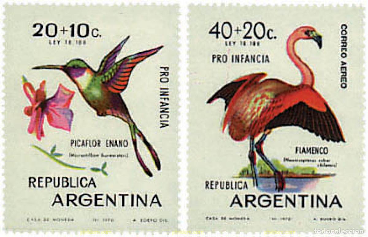 Sellos: 34973 MNH ARGENTINA 1970 PRO INFANCIA. AVES