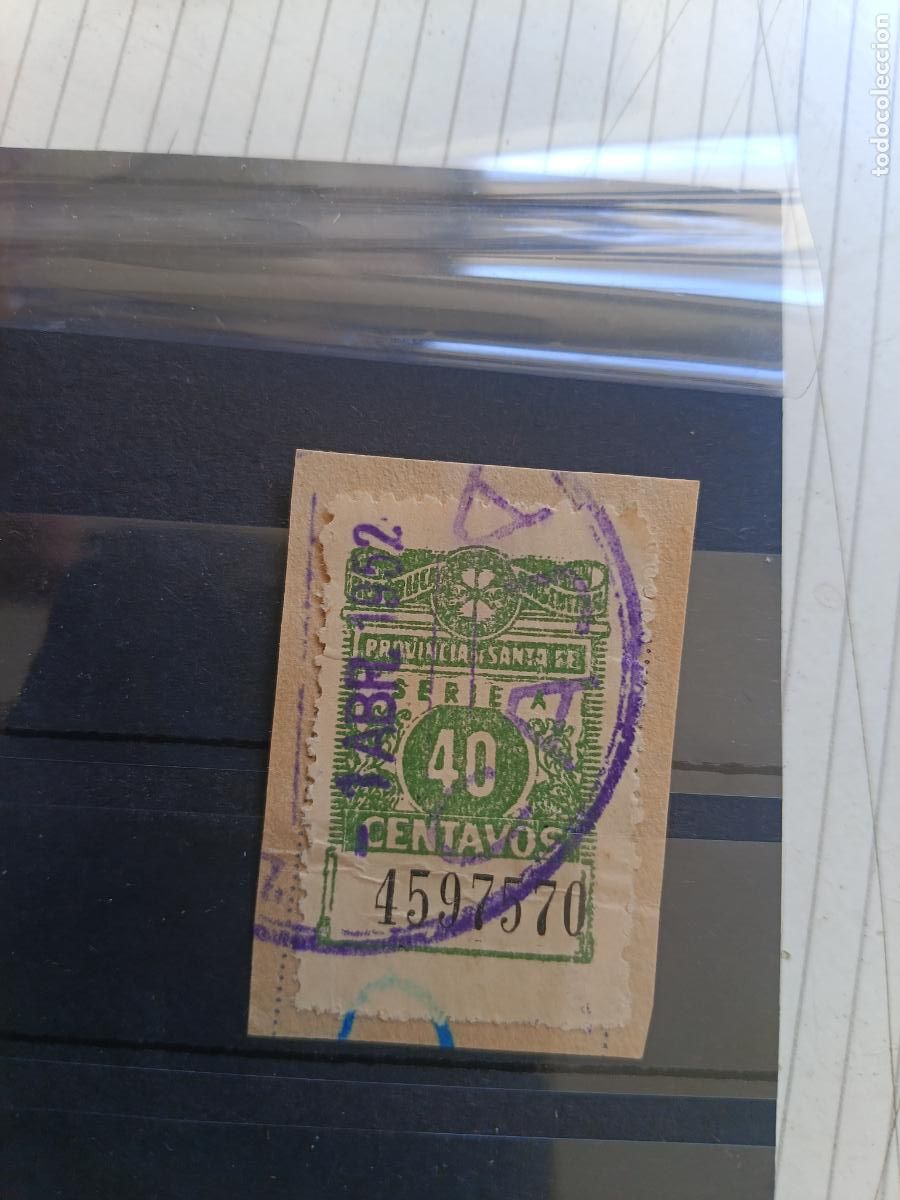 Sellos: Argentina. Provincia de Santa F&eacute;. Sello o timbre fiscal 1952