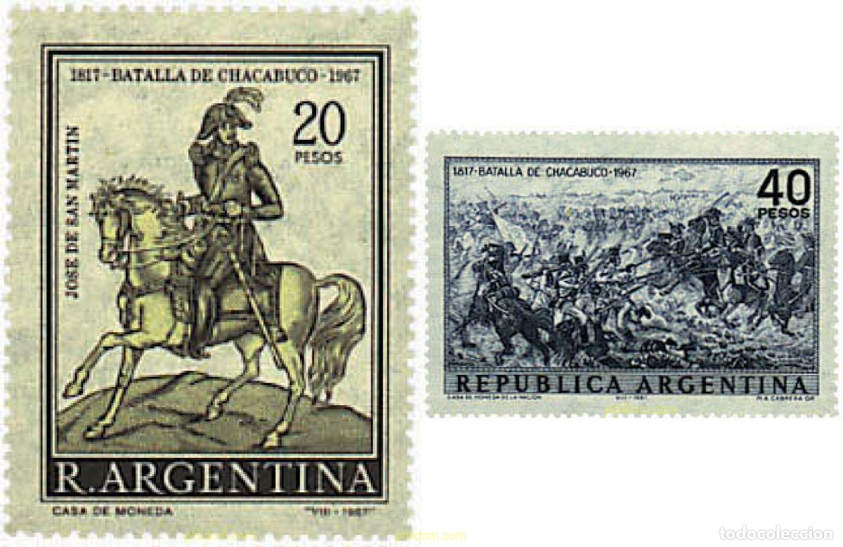 Sellos: 29292 MNH ARGENTINA 1967 150 ANIVERSARIO DE LA BATALLA DE CHACABUCO.