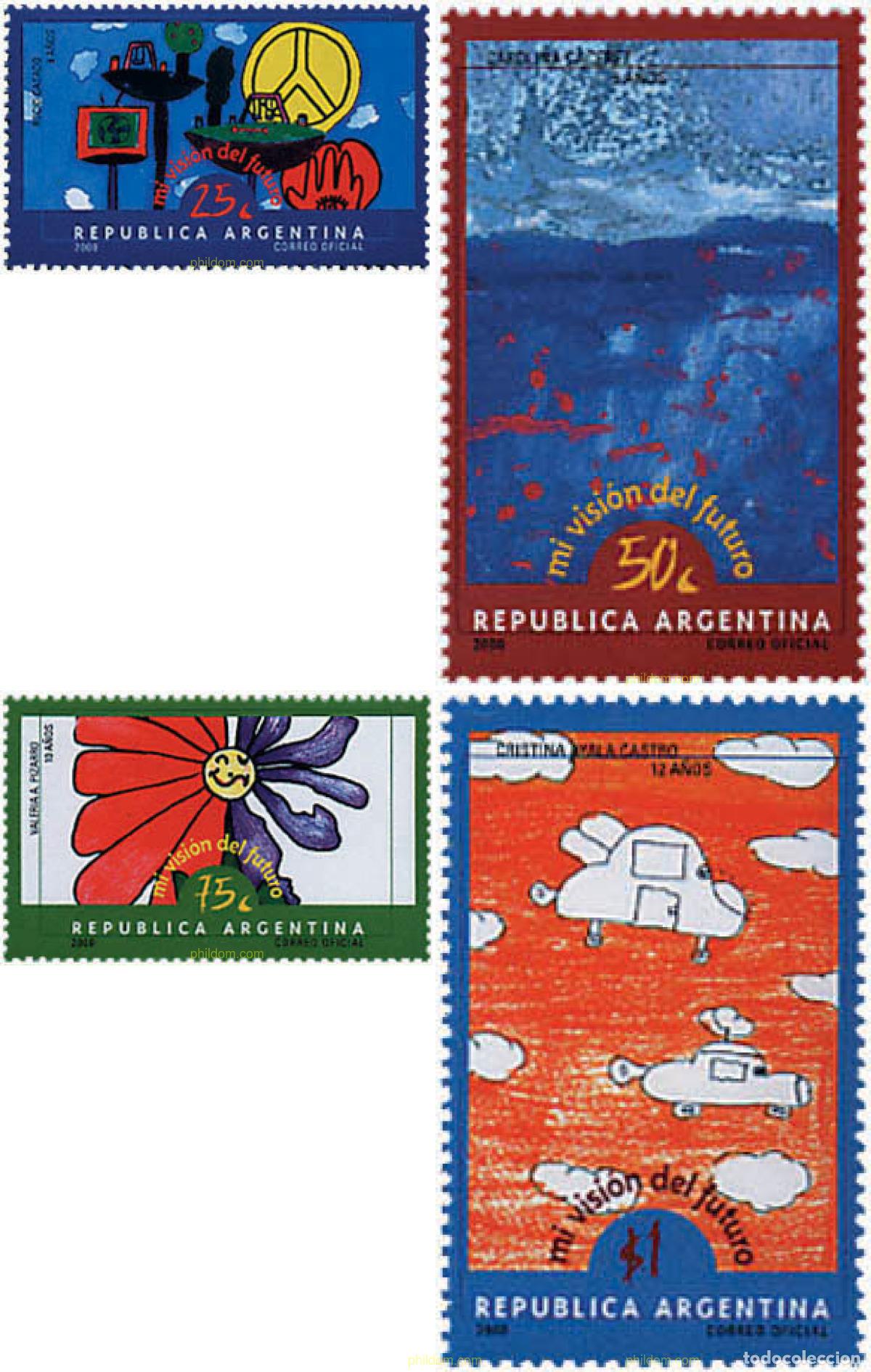 Sellos: 75793 MNH ARGENTINA 2000 DIBUJO INFANTIL SOBRE EL FUTURO