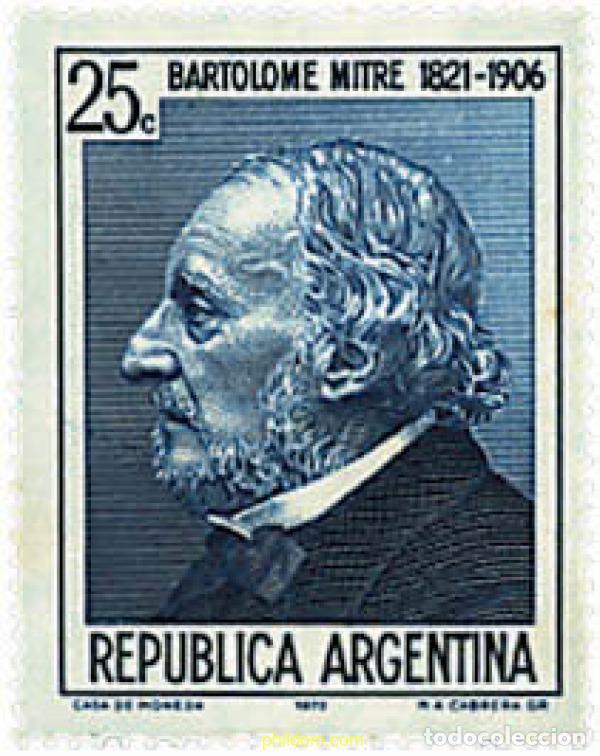 Sellos: 57247 MNH ARGENTINA 1972 150 ANIVERSARIO DEL NACIMIENTO DE BARTOLOME MITRE