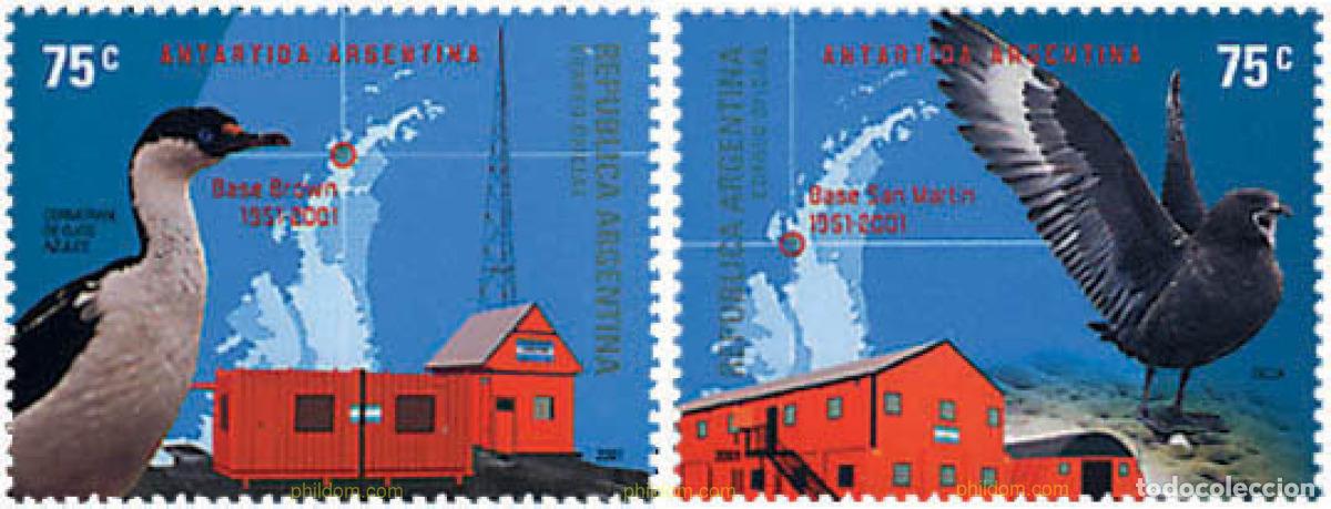 Sellos: 97543 MNH ARGENTINA 2001 50 ANIVERSARIO DE LAS BASES ARGENTINAS EN EL ANTARTICO