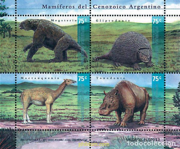 Sellos: 97507 MNH ARGENTINA 2001 MAMIFEROS DEL CENOZOICO ARGENTINO