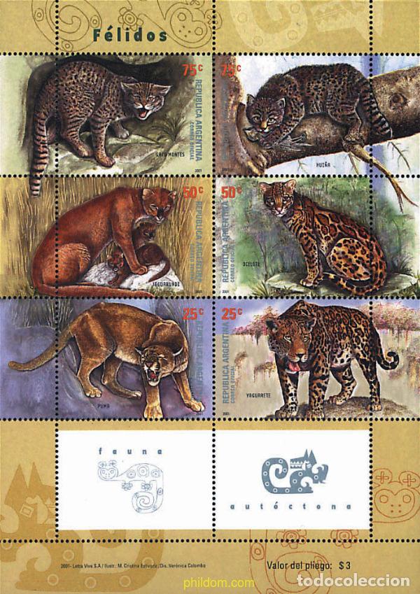Sellos: 260700 MNH ARGENTINA 2001 FELINOS