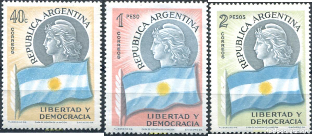 Sellos: 283192 MNH ARGENTINA 1958 LIBERTAD Y DEMOCRACIA