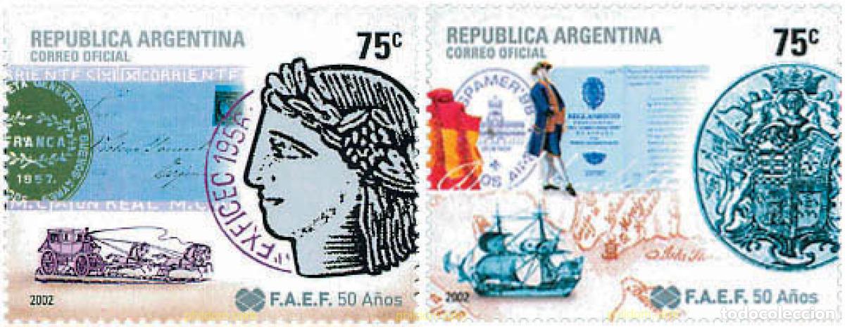 Sellos: 107210 MNH ARGENTINA 2002 50 ANIVERSARIO DE LA FAEF (FEDERACION ARGENTINA DE SOCIEDADES FILATELICAS