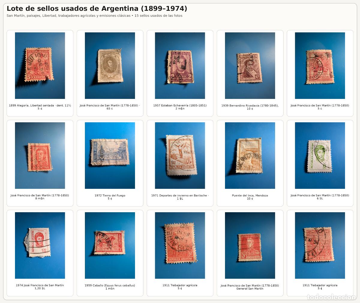 Sellos: Lote sellos usados Argentina 1899-1974 | 15 uds