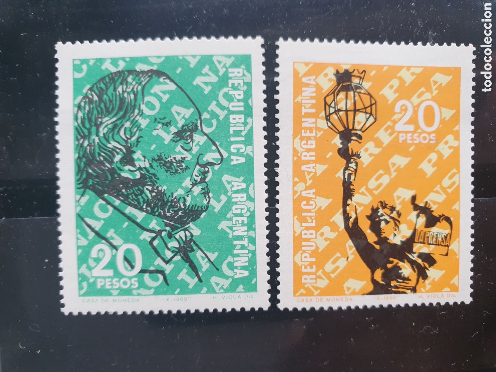 Sellos: Argentina 1969 La Naci&oacute;n y La Prensa