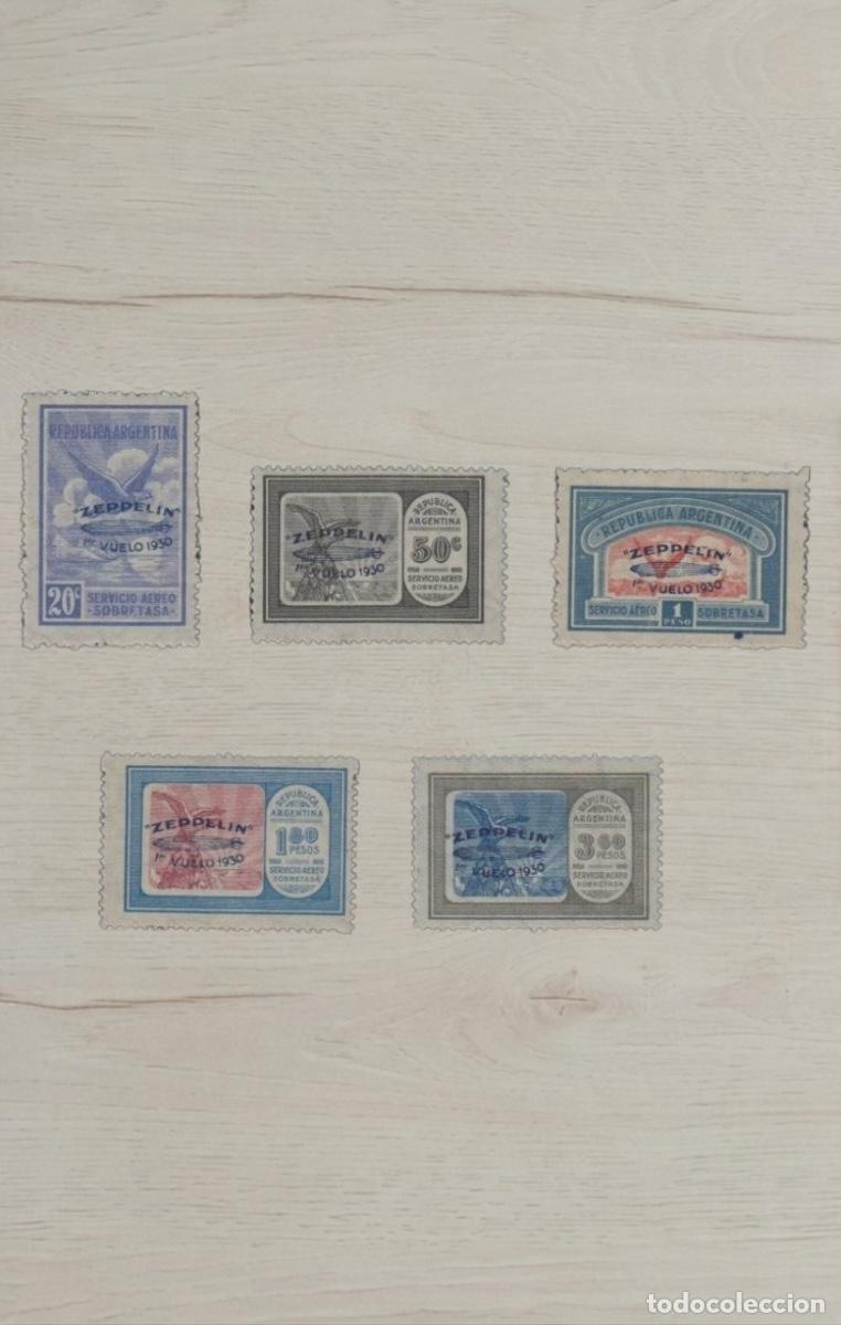 Sellos: Argentina 1930 Graf Zeppelin 1st Flight South America Overprints Scarce Set 5v Mint