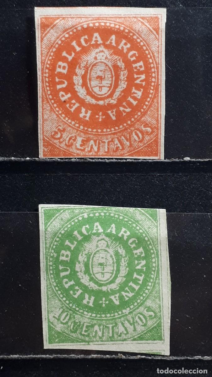 Sellos: ARGENTINA. A&Ntilde;O. 1858. &deg;. YVERT 5/6. Impresi&oacute;n posterior.