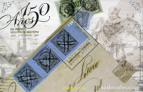 Sellos: 282016 MNH ARGENTINA 2006 150 ANIVERSARIO DEL PRIMER SELLO ARGENTINO
