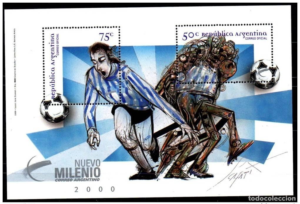 Sellos: ARGENTINA 2000 FOOTBALL FUSSBALL 1 BLOQUE HOJA DE BLOQUES Mi. 67