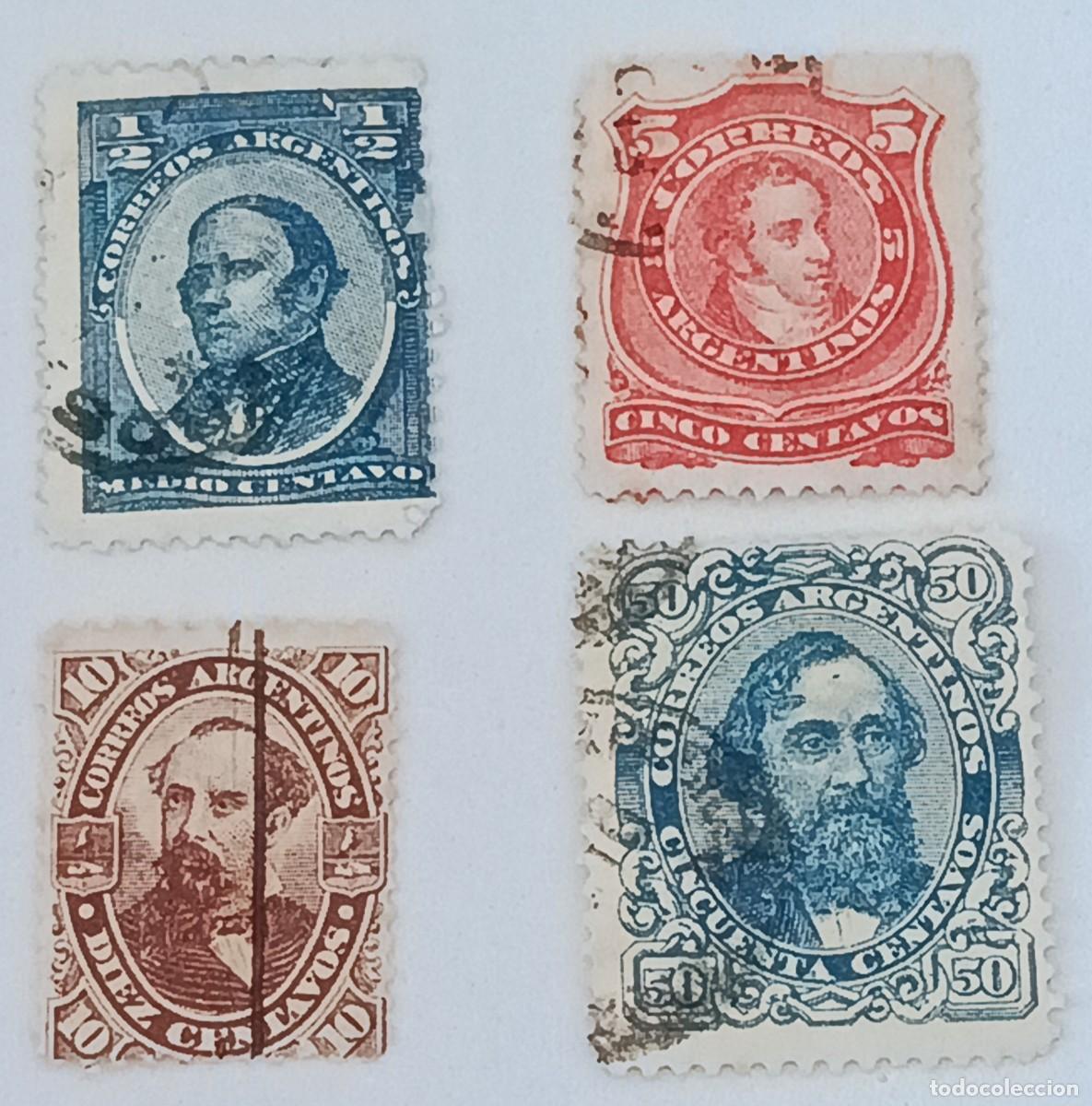 Sellos: Sellos Argentina 1888 -1890 Personajes. Inscripci&oacute;n &rdquo;Correos Argentinos&rdquo;.