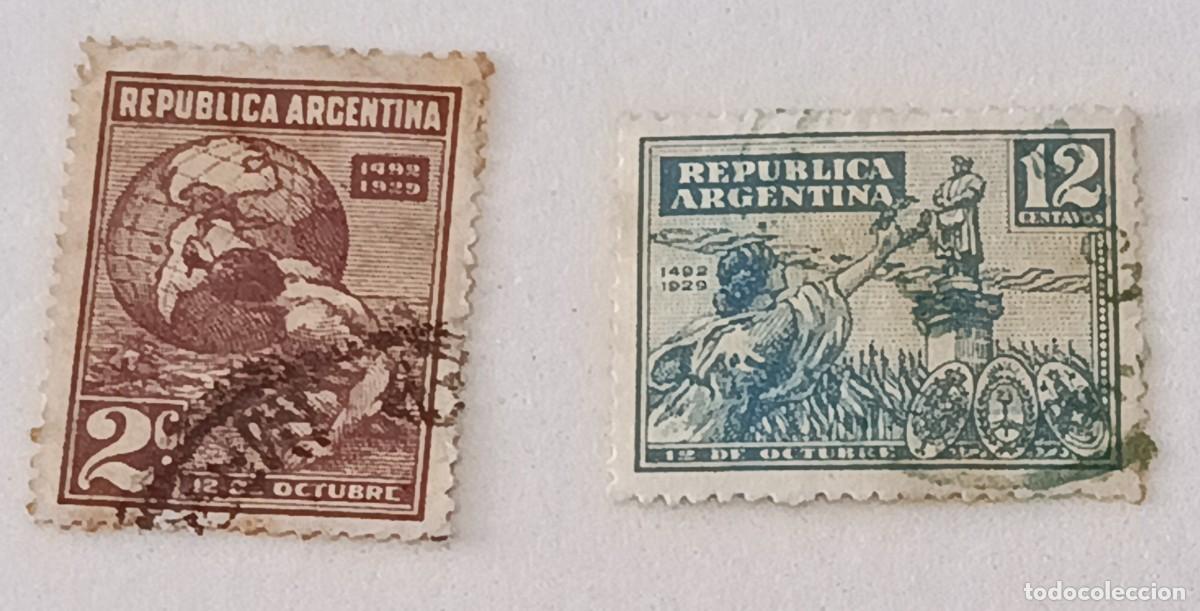 Sellos: Sellos Argentina 1929 437&ordm; Aniversario del descubrimiento de Am&eacute;rica - D&iacute;a de la raza.