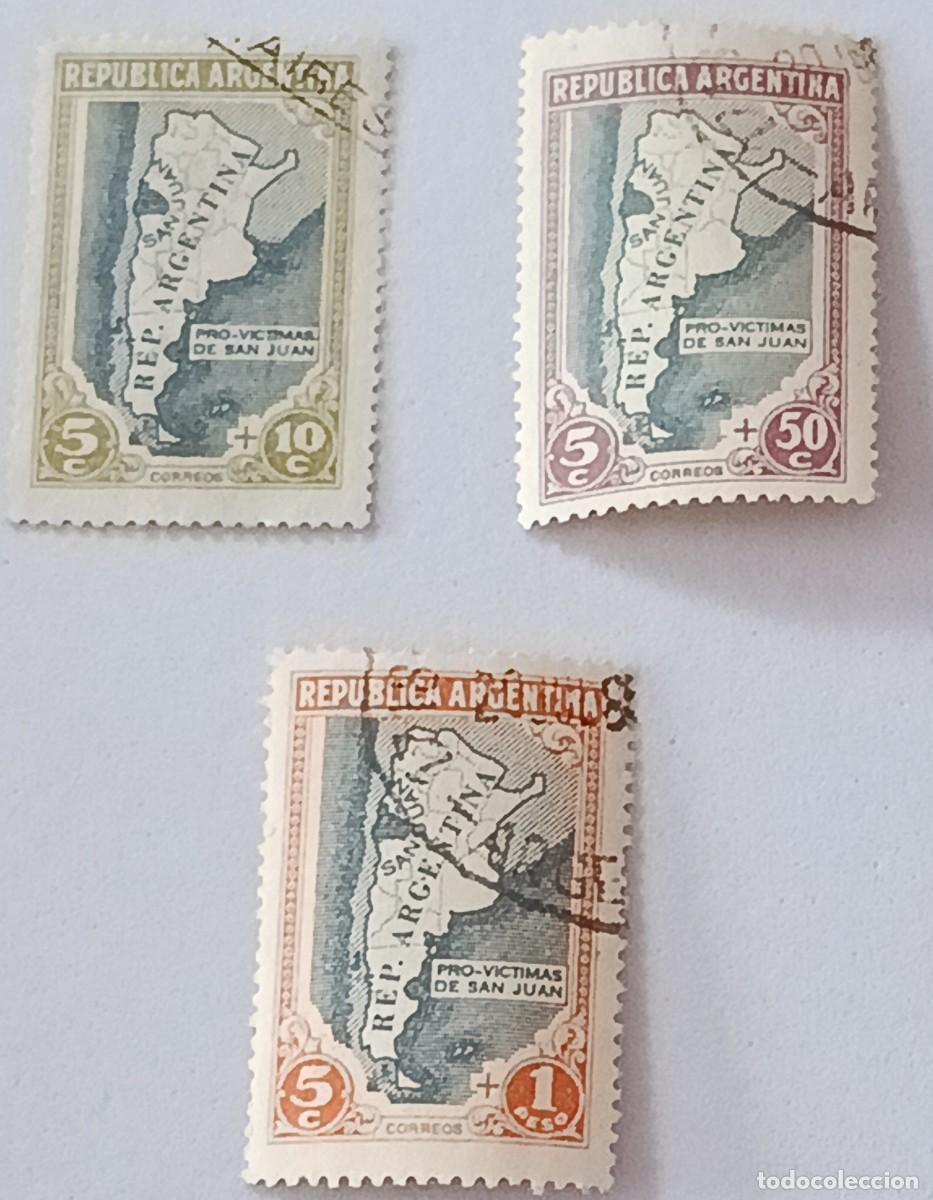 Sellos: Sellos Argentina 1944 Pro v&iacute;ctimas del terremoto de San Juan.