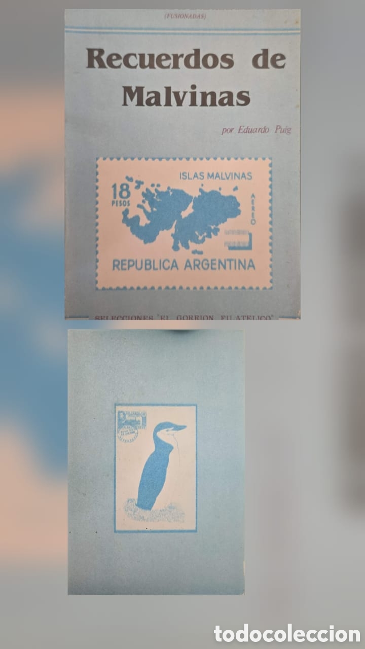 Sellos: CA)Argentina + 1930s + Philatelic Art + Illustrated &ldquo;Recuerdos de Malvinas&rdquo; pages with symbolic stam