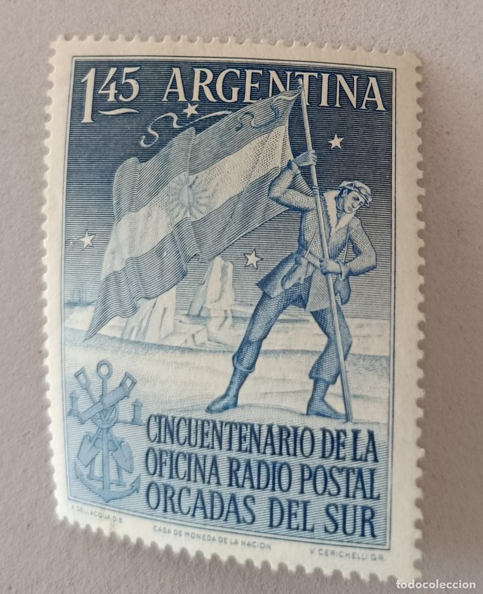 Sellos: Sellos Argentina 1954 L Aniversario de la oficina de radio postal en Orcadas del Sur.