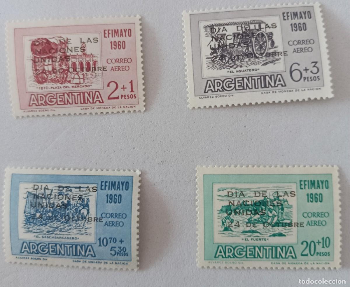 Sellos: Sellos Argentina 1960 D&iacute;a de las Naciones Unidas. Sobrecargados: &rdquo;DIA DE LAS / NACIONES / UNIDAS / 2