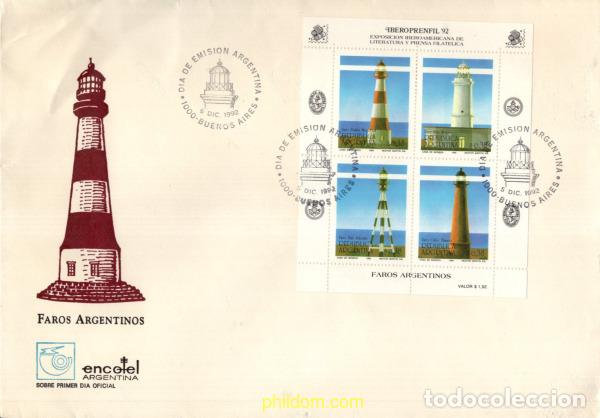 Sellos: 159371 MNH ARGENTINA 1992 IBEROPRENFIL 92. FAROS