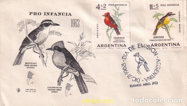 Selos: 724757 USED ARGENTINA 1963 PRO INFANCIA. AVES