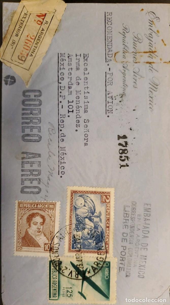 Sellos: TS) 1942 ARGENTINA, FROM BUENOS AIRES TO MEXICO, AIRMAIL, CANCELLATION SLOGAN: EMBASSY OF MEXICO IN