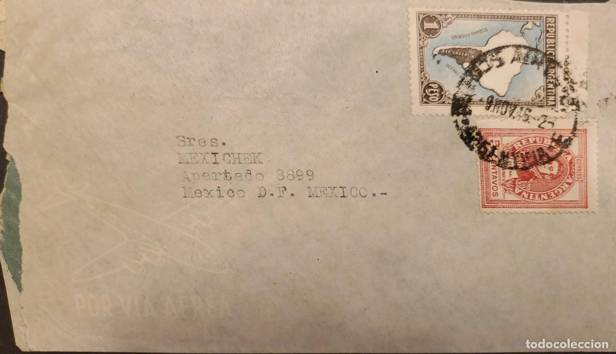 Sellos: TS) 1915 ARGENTINA, FROM BUENOS AIRES TO MEXICO, AIRMAIL, WITH GENERAL SAN MART&Iacute;N STAMPS AND MAP OF