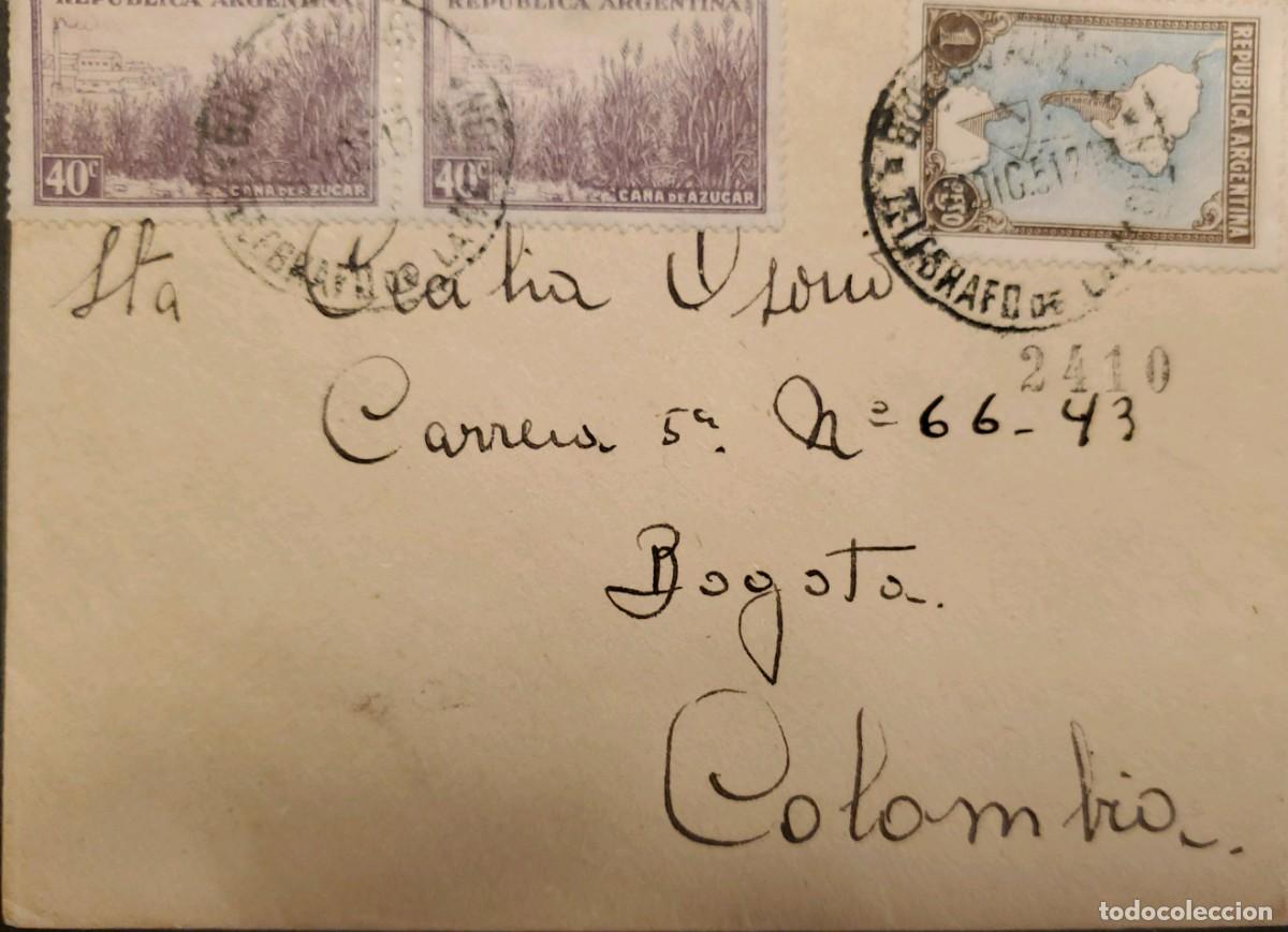 Sellos: TS) 1943 ARGENTINA, COVER SENT FROM BUENOS AIRES TO BOGOT&Aacute;, COLOMBIA; STAMPS FEATURING THE MAP OF AR