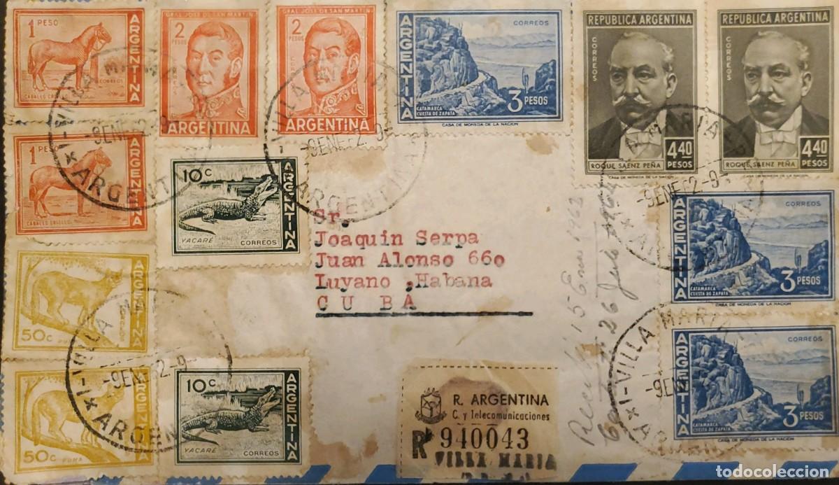 Sellos: TS) 1962 ARGENTINA, COVER SENT FROM VILLA MARTA TO LUYANO, CUBA. MULTIPLE STAMPS, VF.
