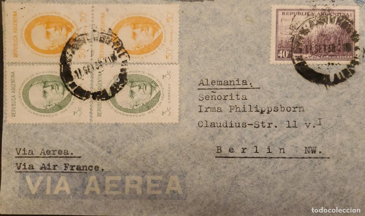 Sellos: TS) 1938 ARGENTINA, COVER SENT FROM BUENOS AIRES TO BERLIN, AIRMAIL, ANNIVERSARY OF THE DEATH OF PRE
