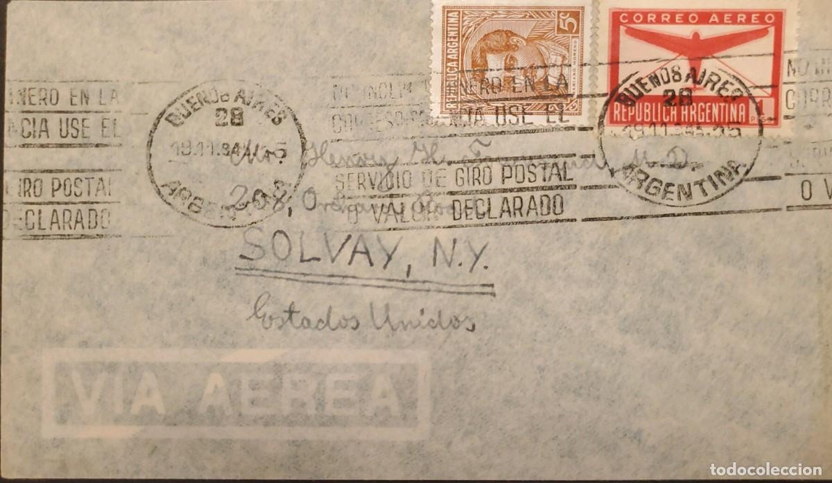 Sellos: TS) 1934 ARGENTINA, CANCELLATION SLOGAN, COVER SENT FROM BUENOS AIRES TO NEW YORK, AIRMAIL, WITH MAR