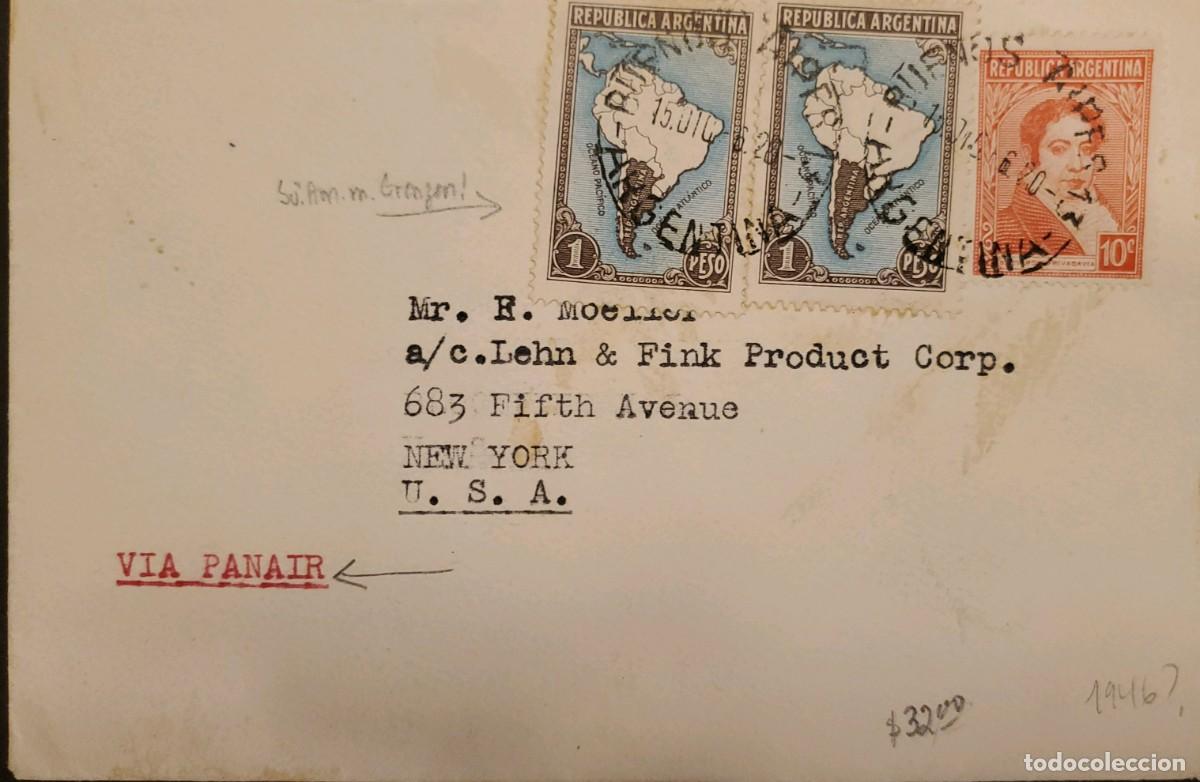 Sellos: TS) 1962 ARGENTINA, VIA PANAIR, COVER SENT FROM BUENOS AIRES TO NEW YORK, AIRMAIL, MAP OF ARGENTINA