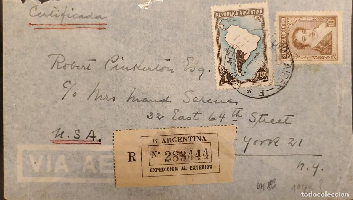 Sellos: TS) 1936 ARGENTINA, REGISTERED AIRMAIL, COVER SENT FROM BUENOS AIRES TO NEW YORK, WITH REGISTRATION