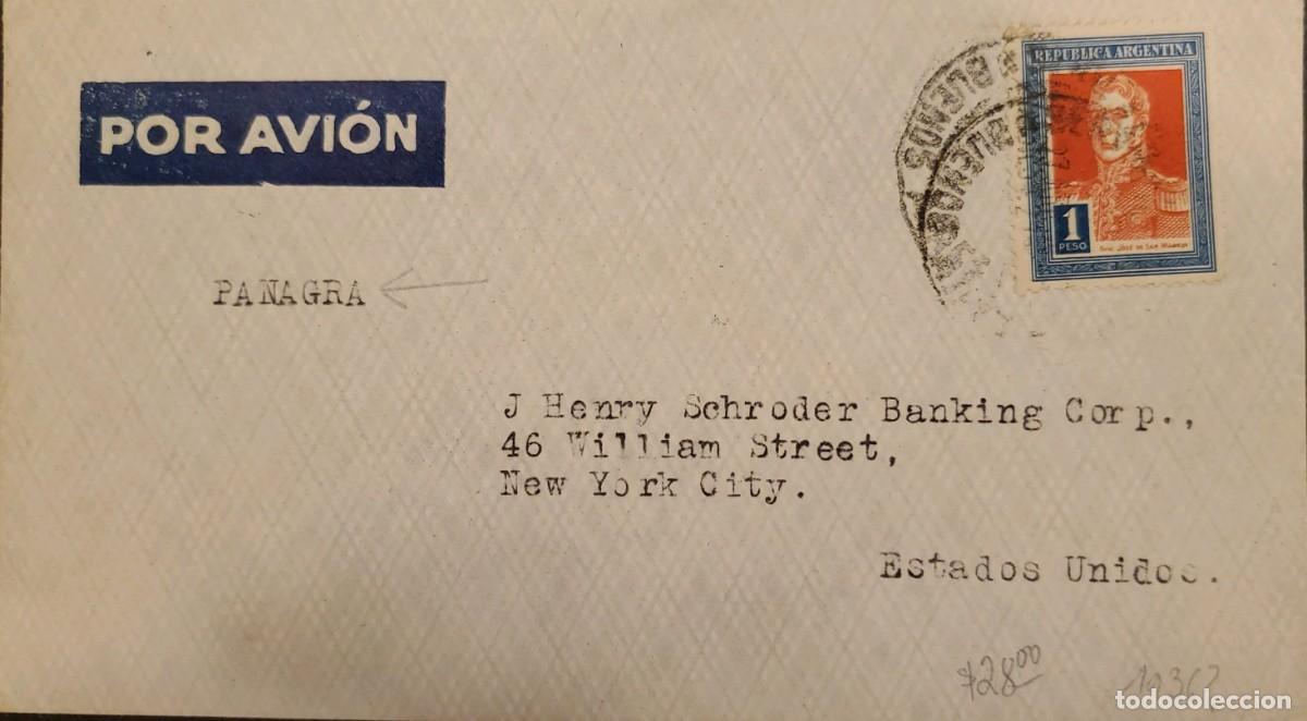 Sellos: TS) 1927 ARGENTINA, VIA PANAGRA, COVER SENT FROM BUENOS AIRES TO NEW YORK, AIRMAIL, WITH GENERAL SAN