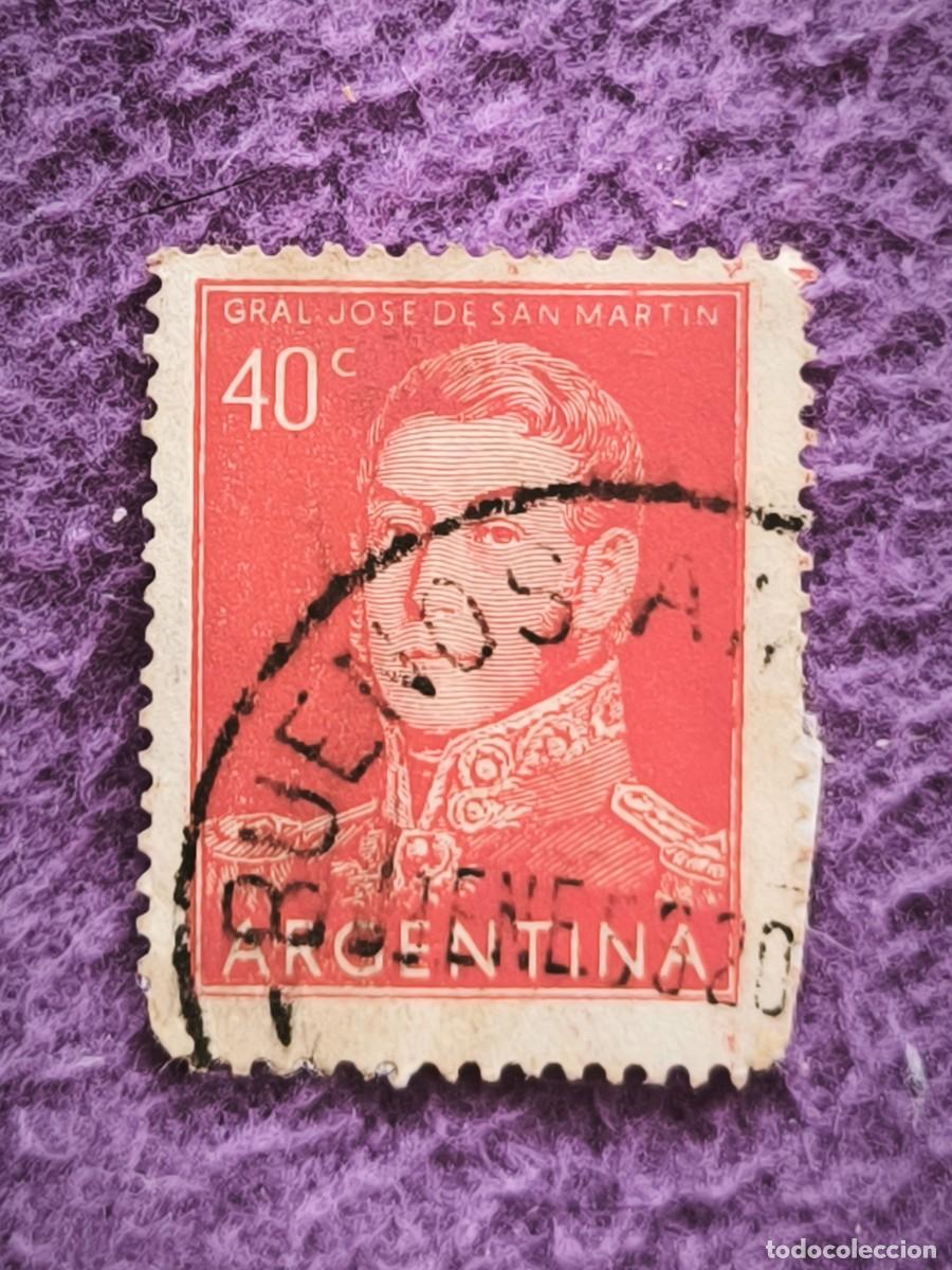 Sellos: Sello Argentina 40 Centavos General Jos&eacute; De San Mart&iacute;n Filatelia Coleccionismo