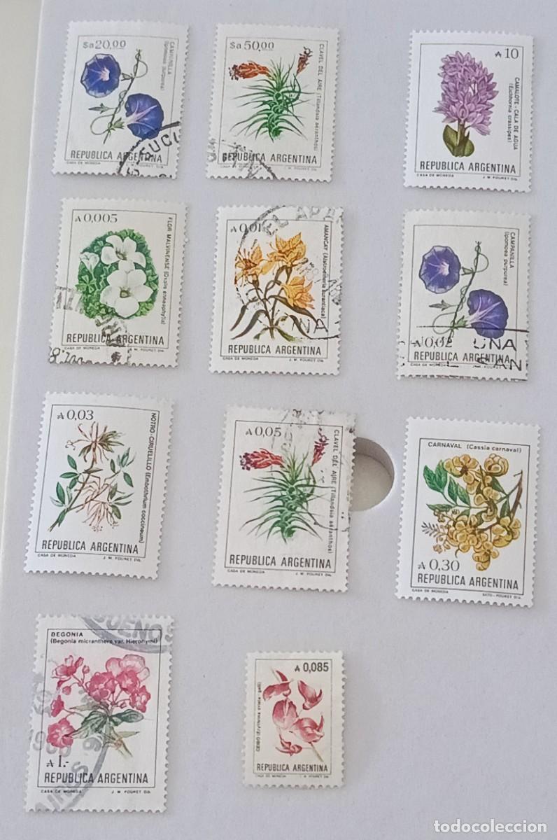 Sellos: Sellos Argentina 1984, 1985 y 1989. Flores