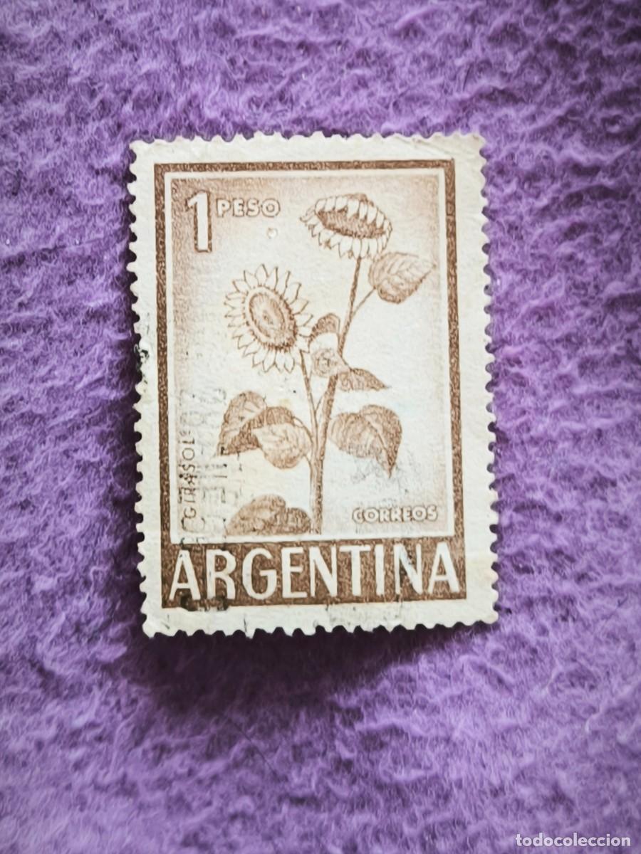 Sellos: Sello Argentina 1 Peso Girasoles Correos Usado Timbre Postal Filatelia Coleccionismo