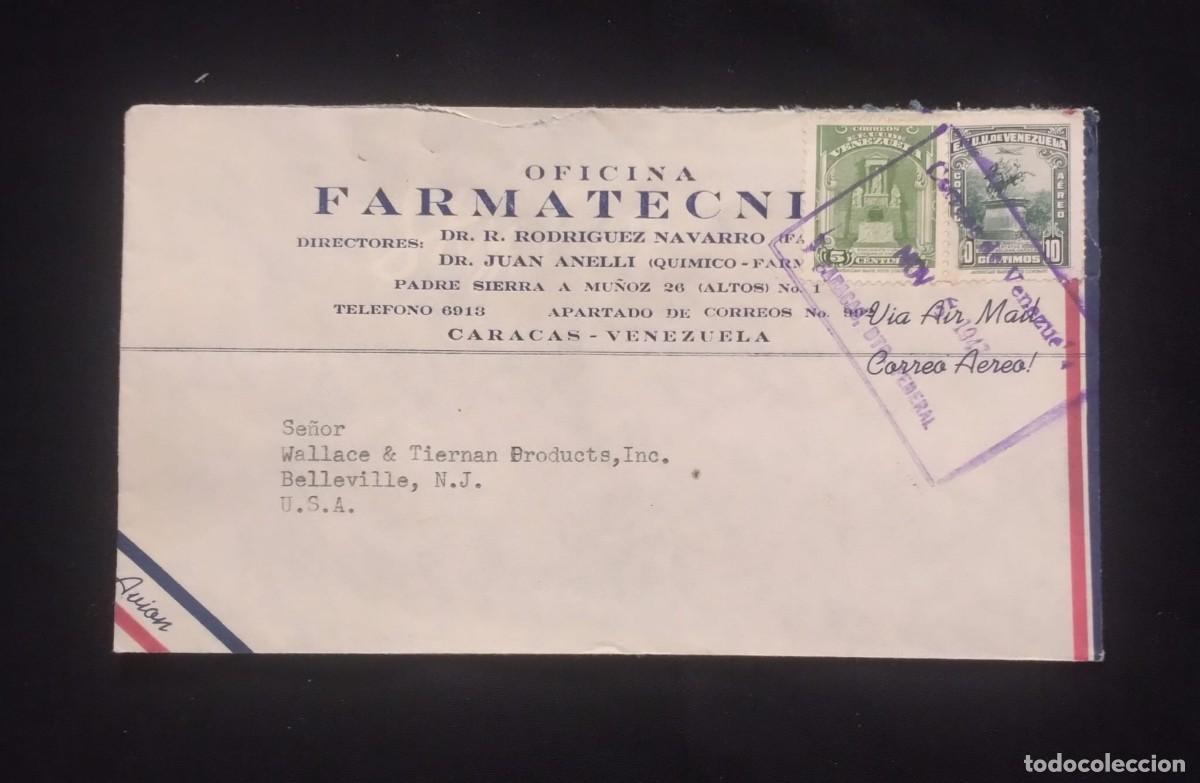 Sellos: TS) 1947 VENEZUELA, COVER SENT FROM CARACAS TO NEW JERSEY, USA, AIRMAIL,WITH THE CHURCH OF SAN FRANC