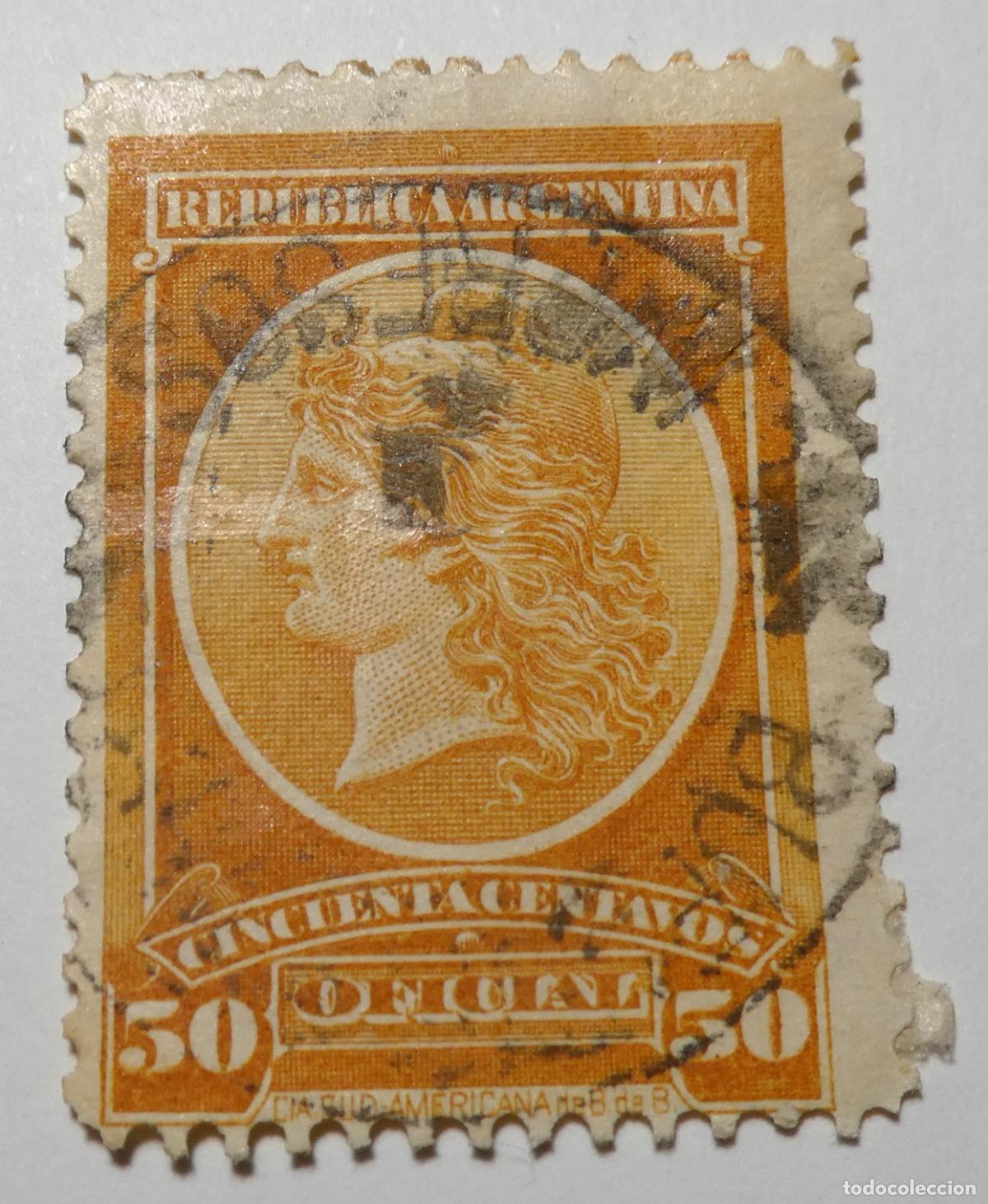 Selos: Sello postal de Argentina de 50 centavos 1901