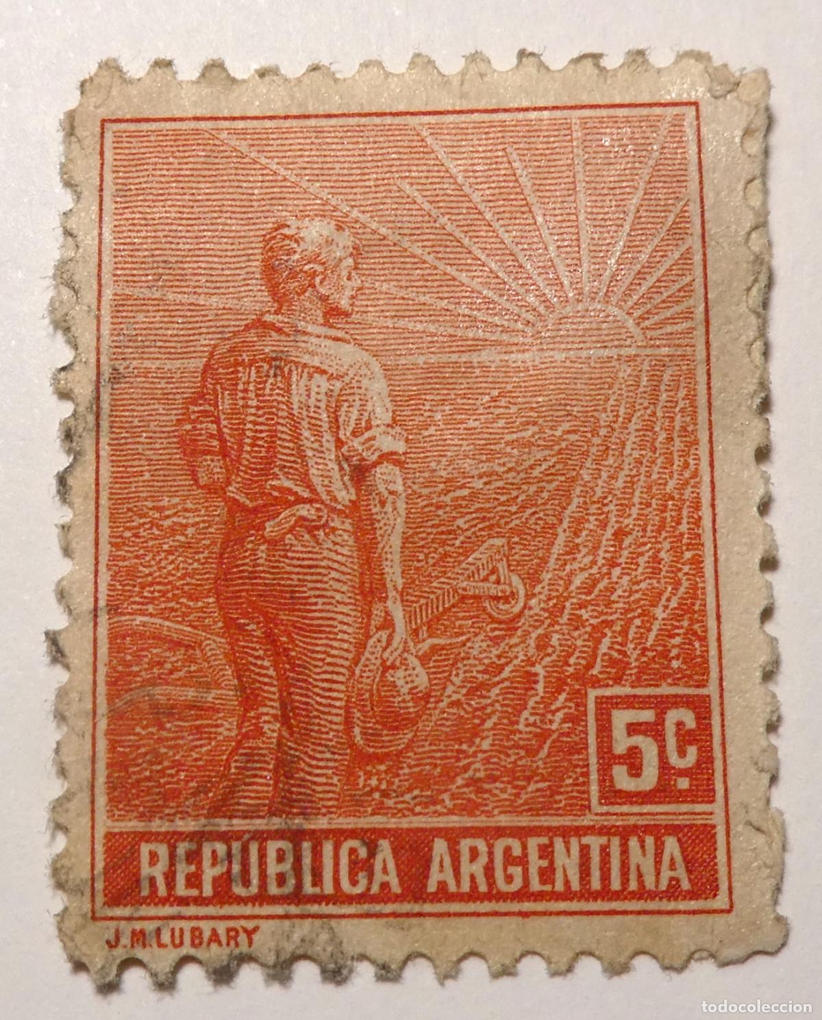 Selos: Sello postal de Argentina de 5 centavos 1911