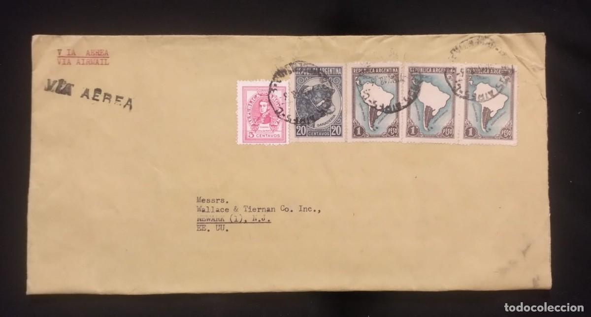 Sellos: TS) CIRCA 1950 ARGENTINA, COVER SENT TO NEW JERSEY, USA,AIRMAIL, WITH A MAP OF ARGENTINA WITHOUT BOR