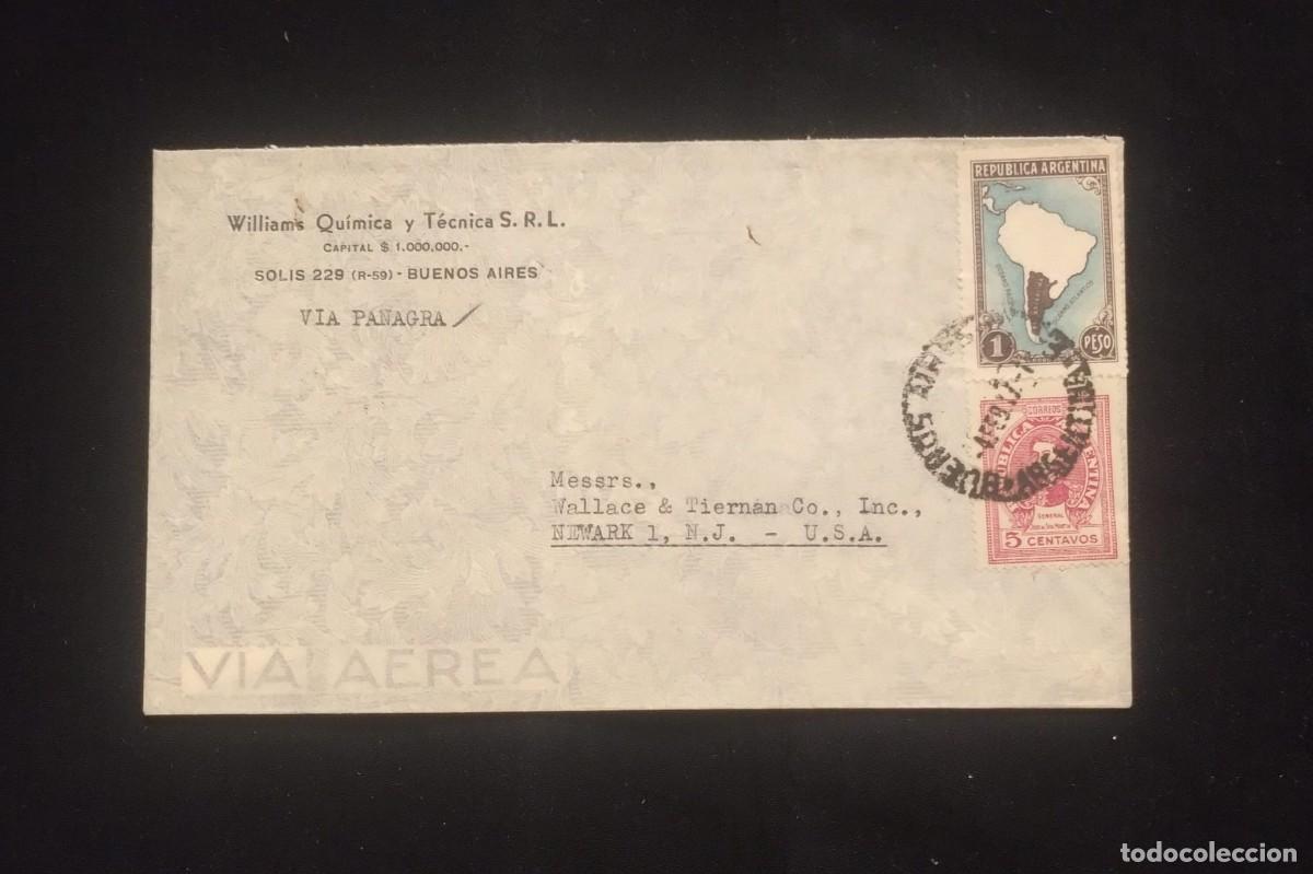 Sellos: TS) CIRCA 1940 ARGENTINA, COVER SENT FROM BUENOS AIRES TO NEW JERSEY, USA,AIRMAIL, WITH A MAP OF ARG