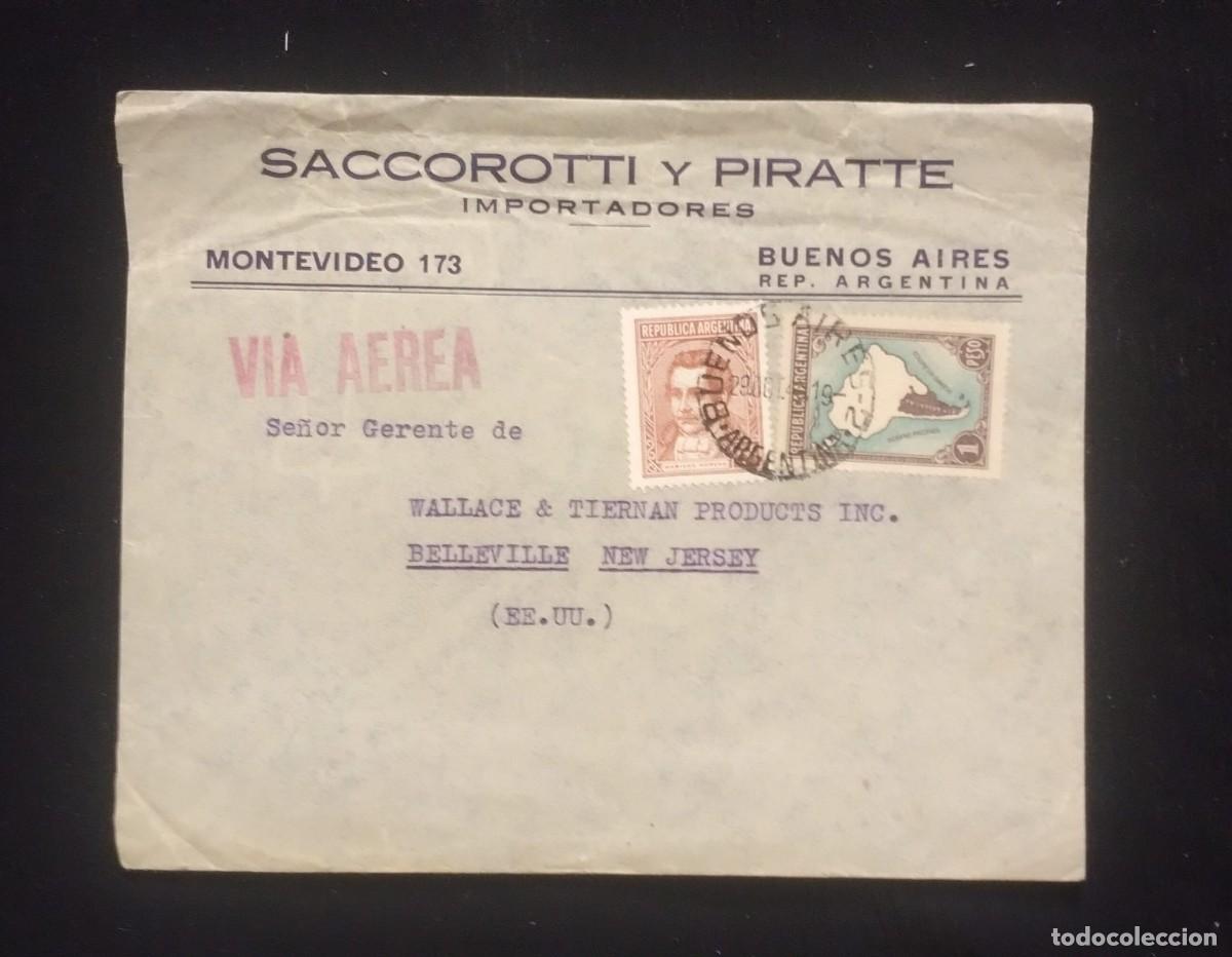 Sellos: TS) CIRCA 1940 ARGENTINA, COVER SENT FROM BUENOS AIRES TO NEW JERSEY, AIRMAIL, WITH A MAP OF ARGENTI