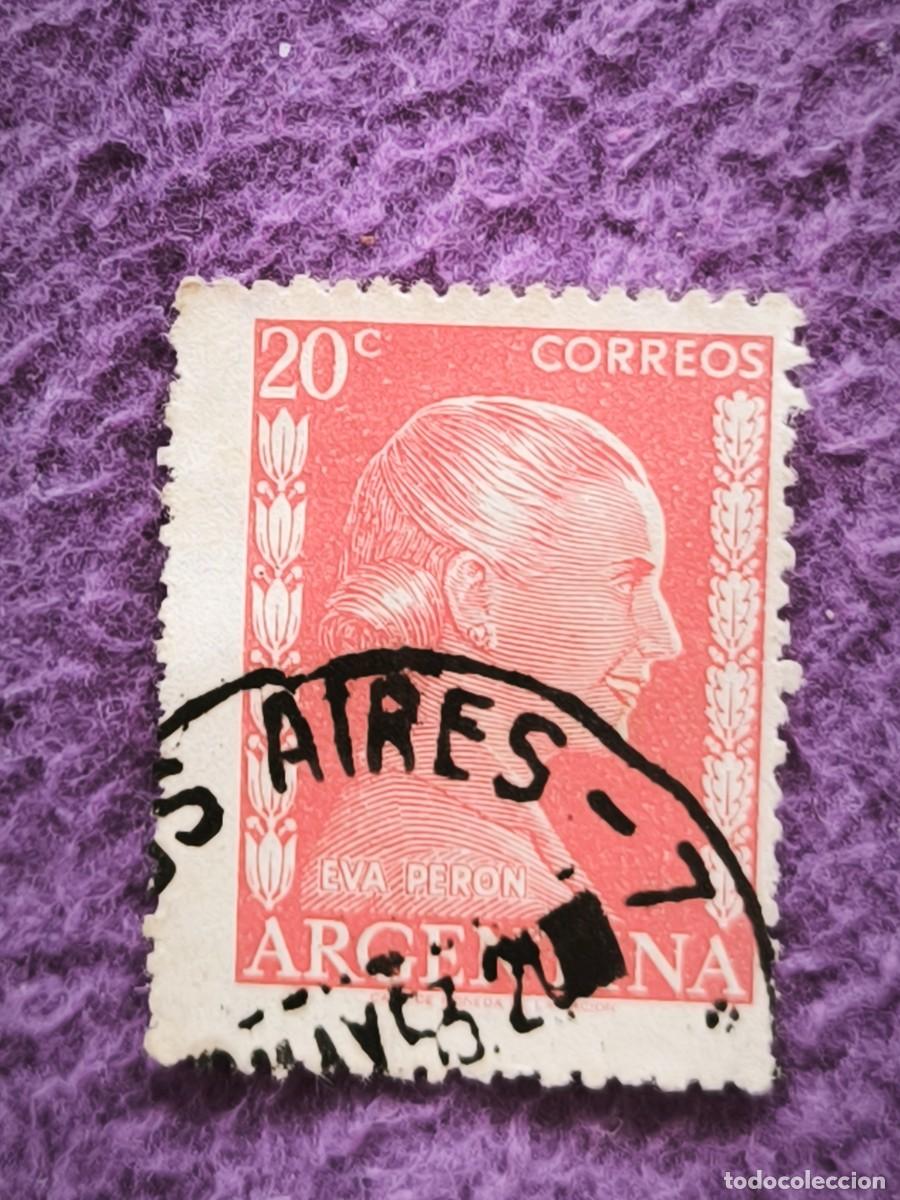 Sellos: Sello Argentina Correos 20c &ndash; Eva Per&oacute;n, Serie Definitiva (Casa De Moneda De La Naci&oacute;n)