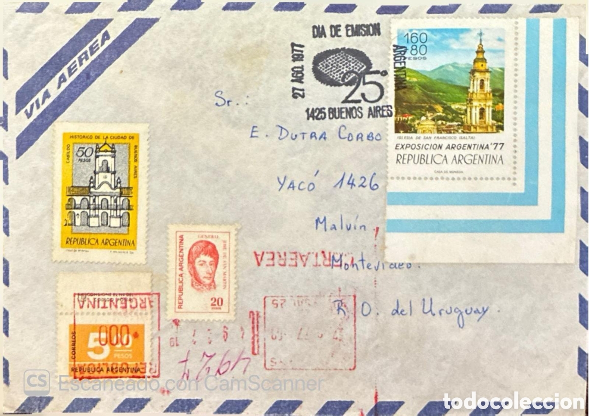 Sellos: CA) ARGENTINA 1977.Philatelic exhibition / international correspondence (Exposici&oacute;n Argentina '77) a